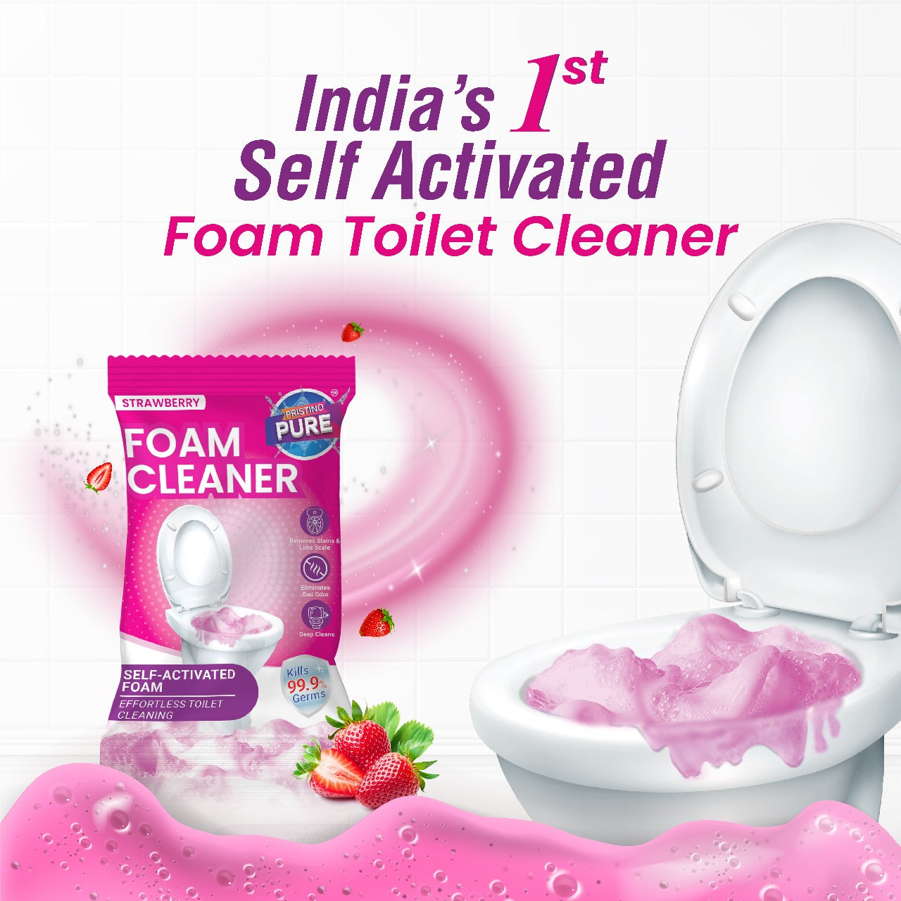 Pristino Pure Toilet Foam Cleaner — Pack of 4 piece (150g Each) - Combo