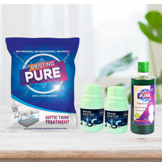 Powerful Drain Cleaning Powder, Toilet Cleaner Liquid - Pristino Pure Septic tank cleaning powder (COMBO )