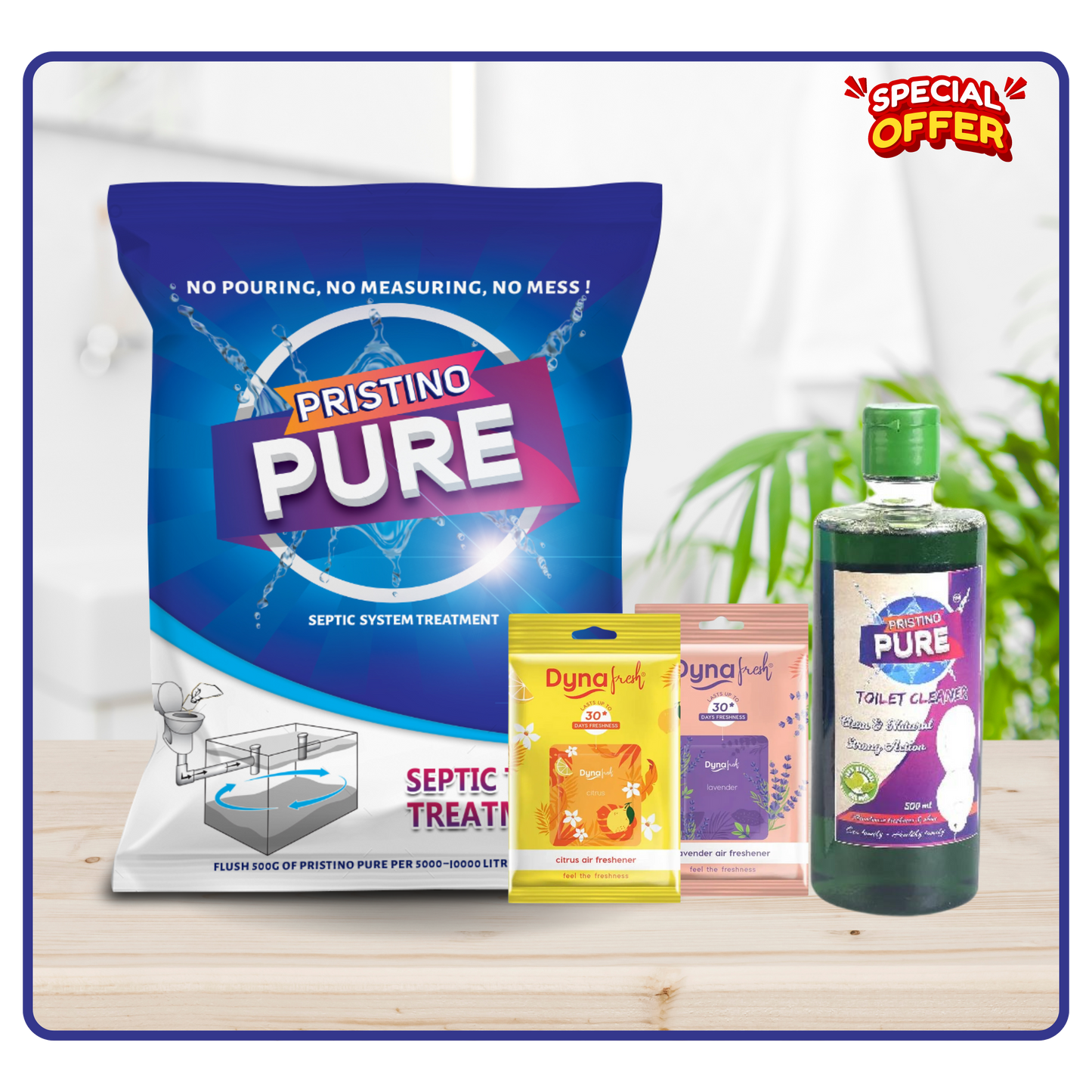 Pristino Pure Powder,Toilet Clener, Air Freshener(Combo)