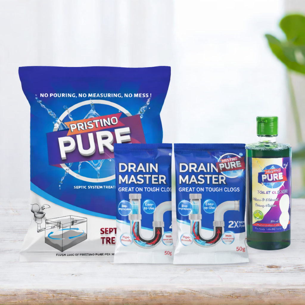 Powerful Drain Cleaning Powder, Toilet Cleaner Liquid - Pristino Pure Septic tank cleaning powder (COMBO )